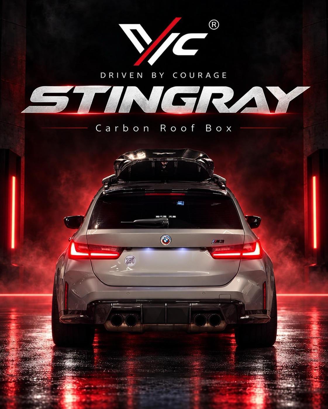 VIC STINGRAY 碳纖維車頂箱搭載 BMW M3 Touring
